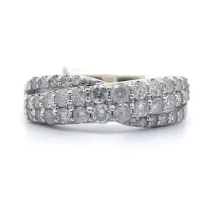 1 Carat Diamond Crossover Pave Ring in White Gold VIDEO