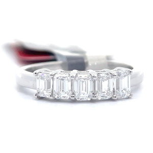 NEW Elegant 1 Carat Emerald Cut Diamond Five-Stone Ring in White Gold