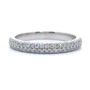 0.30 Carat Pave Diamond Double Row Ring in White Gold VIDEO