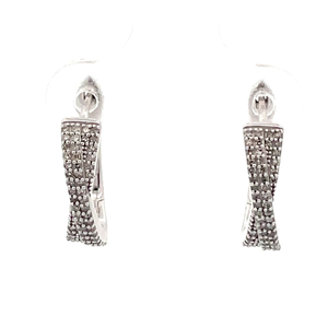 0.25 Carat Diamond Crossover X Hoop Earrings in White Gold