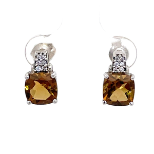 Stauer Golden Citrine & Diamond Drop Stud Earrings