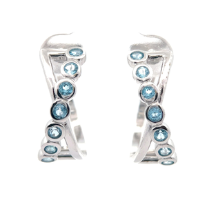 0.95 Carat Swiss Blue Topaz Crossover X Hoop Earrings