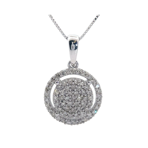 NEW 0.50 Carat Diamond Round Halo Cluster Pendant Necklace in White Gold VIDEO