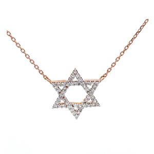 0.25 Carat Pave Diamond Star of David Pendant Necklace in 14k Rose Gold VIDEO