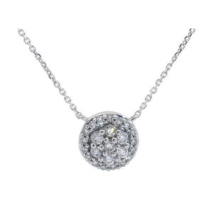 NEW 0.30 Carat Diamond Round Cluster Pendant Necklace in White Gold VIDEO