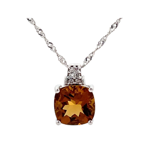 Stauer Golden Citrine & Diamond Pendant Necklace