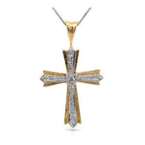 Diamond Celtic Cross Dimensional Pendant in Two-Tone VIDEO