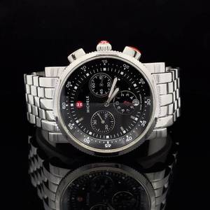 Ladies Michele Sport Sail Chronograph Stainless Steel Black Dial Wrist Watch  VIDEO 