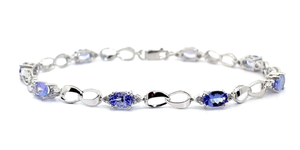 3.52 Carat Tanzanite & Diamond Infinity Symbol Ribbon Link Bracelet VIDEO