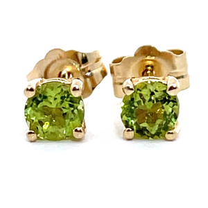 0.50 Carat Peridot Round Solitaire Stud Earrings in 14k Yellow Gold