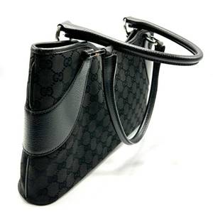 GUCCI GG Black Canvas and Leather Shoulder Bag  Tote Authentic $750 Retail