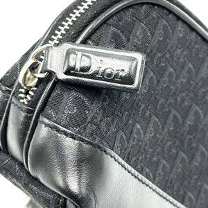 Christian Dior Black Oblique Jacquered and Calfskin leather Toiletry Bag Authentic $1,100 Retail