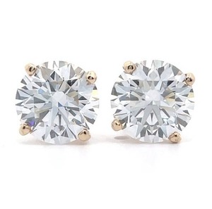 Brand New 4.00 Carat Diamond Stud Earrings in 14k Yellow Gold $8,665 Retail