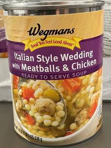 lot 33 image: Wegmans Italian Style Wedding Soup with Meatballs & Chicken - 12 Cans
