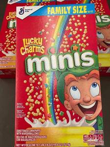 lot 149 image: Lot of 3 Family Size Lucky Charms Minis Cereal - 18.6 oz