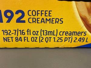 lot 184 image: International Delight French Vanilla Coffee Creamers - 192 Count