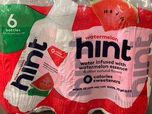 lot 294 image: Hint Watermelon Flavored Water, 6 Bottles (16 fl oz each)