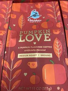 lot 383 image: Lot of 6 Caribou Coffee Pumpkin Love Ground Coffee 11 oz Bags