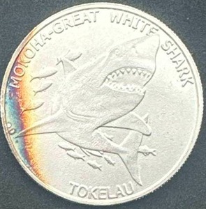 1oz .999 Silver Great White Shark Round