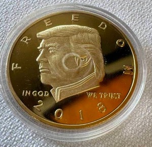 lot 22 image: 2018 PRESIDENT TRUMP 24K GOLD PLATED COMMEMORATIVE COIN