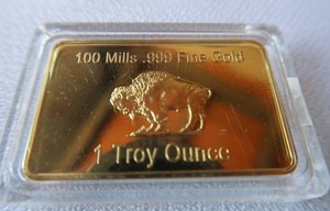 lot 21 image: I TROY OUNCE OF GOLD - 100 MILLS .999 FINE GOLD