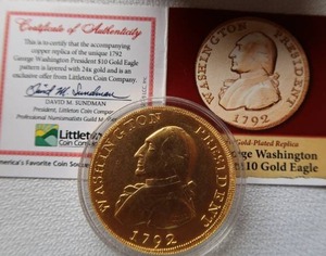 lot 44 image: REPLICA $10 GEORGE WASHINGTON GOLD EAGLE