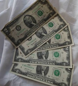 lot 66 image: 2 DOLLAR BILLS