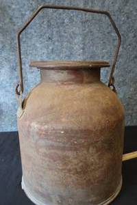 lot 170 image: SHORT ANTIQUE COVERED CREAM CAN