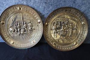 lot 171 image: 4 VINTAGE BRASSCOPPER  WALL PLATES
