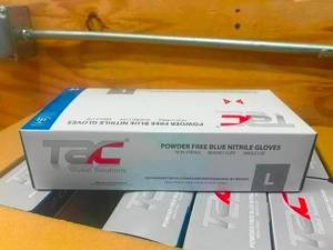 lot 23 image: TAC- Case of- Powder Free Blue Nitrile Gloves Size L (1000 gloves)