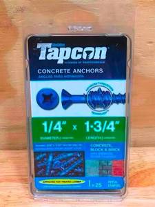 lot 31 image: Lot of 6 - Tapcon 14x1-34 Phillips Head 25 Pack Model # PF4-134P25