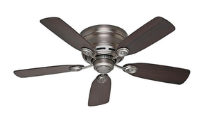 lot 55 image: Hunter Low Profile 42-inch Ceiling Fan Model # 51060 (Retails $99.99)