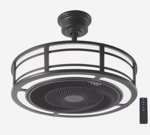 lot 57 image: Home Decorators Collection Brette III 23 LED Espresso Bronze Ceiling Fan Model # AM382D-EB (Retail $199.99)