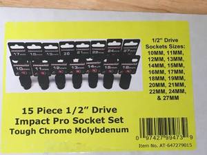 lot 29 image: Power Built 15 Piece 12 Drive Socket Set 0713246
