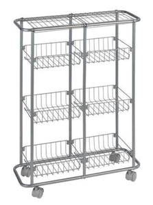 lot 143 image: WENKO Gray Metal Base with Steel Top Kitchen Cart (Retail $66.31)
