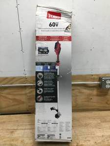lot 150 image: Toro 60V MAX 14 in. String Trimmer with 2.5Ah Battery and charger Model # 51830 (Retail $229)