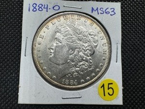 1884-O  Morgan Silver Dollar Marked MS63 When Purchased