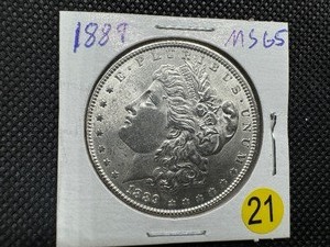 1889 Morgan Silver Dollar Marked MS65 When Purchased