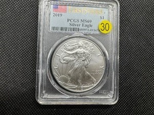 2019 American Silver Eagle PCGS MS69 First Strike PCGS Price Guide is $59