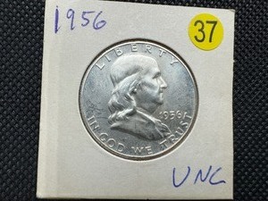 1956 UNC Silver Franklin Half Dollar