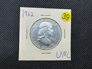 1962 UNC Silver Franklin Half Dollar