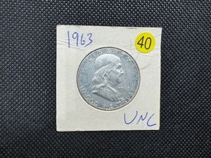 1963 UNC Silver Franklin Half Dollar
