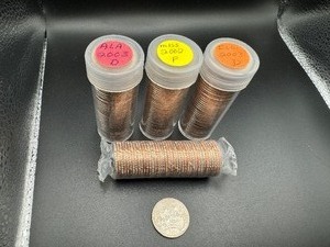 Four 40 coin Rolls of State Quarters  2002-P Miss. 2003-D Alabama 2003-D Ill. and 2006-D Nevada -160 Coins.