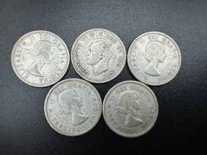 Five Canadian 80% Silver Quarters