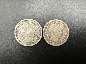 1902-O and 1913 Silver Barber Dimes