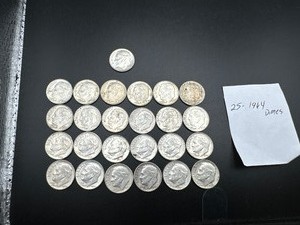 Twenty-Five 90% Silver 1964 Roosevelt Dimes