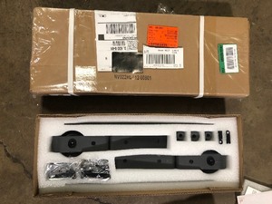 2.5 ft.30 in. Black Single Bi-Fold Sliding Barn Door Track and Hardware Kit with J-Shape Hanger for Double Doors by Boyel Living  Customer Returns See Pictures