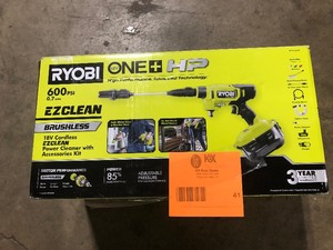 RYOBI ONE HP 18-Volt Brushless EZClean 600 PSI 0.7 GPM Cordless Electric Power Cleaner w 4.0Ah Battery, Charger, Accessories   Customer Returns See Pictures