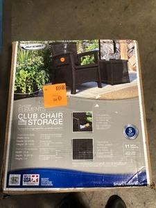 Suncast Elements Plastic Outdoor Lounge Chair with Storage   Customer Returns See Pictures