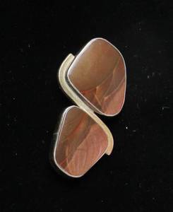 lot 19 image: Signed Sterling Silver & Sliced Gemstone Brooch by Gary Rex Erickson